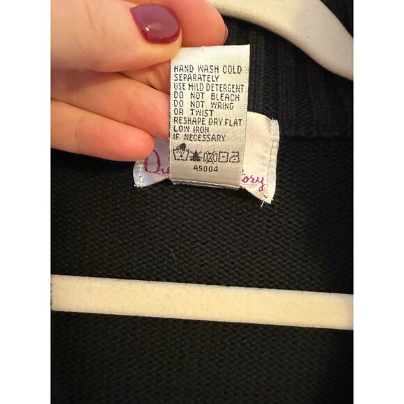 Quacker Factory Festive Snowflake Full Zip Sweater Black White Winter Sweater S - Picture 5 of 8